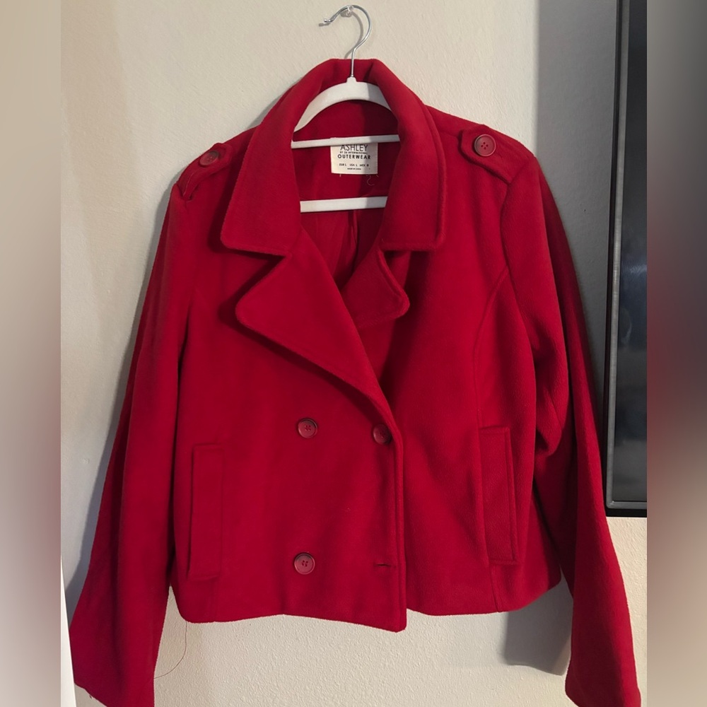 Women's Red Double-Breasted Jacket